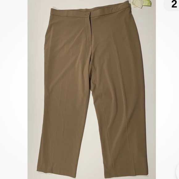 Coldwater Creek Laurel Zip Front Pant Beige Tan Straight Leg Trouser 20W - Picture 1 of 9